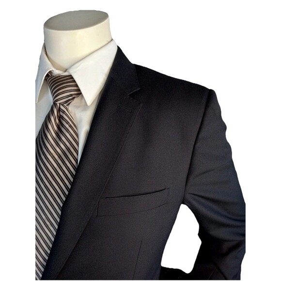 Burberry London Blazer Men's 42 Black Wool Single Breasted Jacket Made In Italy - Picture 2 of 13